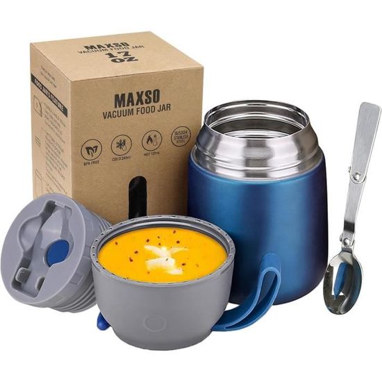 Boîte Alimentaire Isotherme Double Paroi Inox 1L – Garde Les Plats Chauds 10h ! Couvercle Hermétique + Poignée