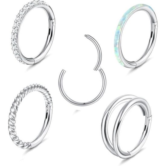 Diamday 12Parole Acciaio Chirurgico Piccoli Orecchini Set per Multipli Piercing Orecchini Cerchio Donne Uomini Piccola Palla CZ Flatback Orecchini Trago Cartilagine Orecchini Huggie Cerchio Orecchini