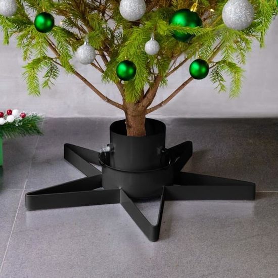 Support Sapin De Noël En Acier - Forme étoile Noire - Pied Stable Pour Sapin Intérieur Et Extérieur Jusqu'à 13 Cm De Tronc - 4