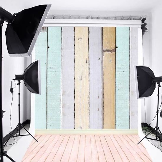Toile Photo Backdrop Toile de Fond Backdrop Tissu 1.5x3m Planche multicolore Photographie ...