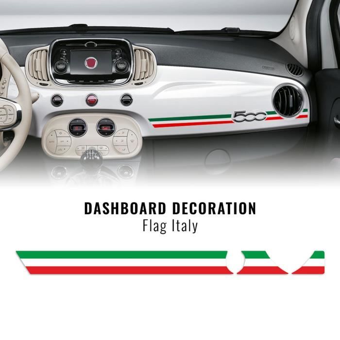 Stripes Bandes Adhésives pour Tableau de Bord Fiat 500 Abarth, Drapeau Italie