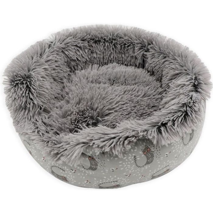 AIME Corbeille Fourrure Ronde pour Chat/Petit Chien, Confort Poils Longs Extra Doux, Taille S Diam. 45 cm