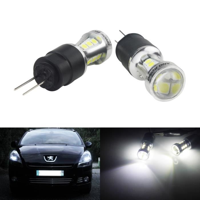 ANGRONG 2 Ampoules LED HP24 G4 Feux de jour diurne Roulage Blanc Citroën C5 Peugeot 3008 5008 2009-up
