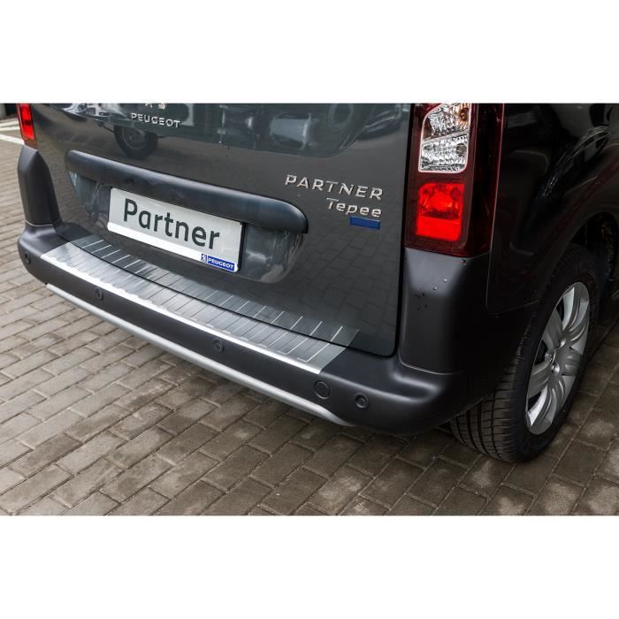 Protection de seuil de coffre chargement pour Peugeot Partner II Teepe 2008- [Argent brossé]
