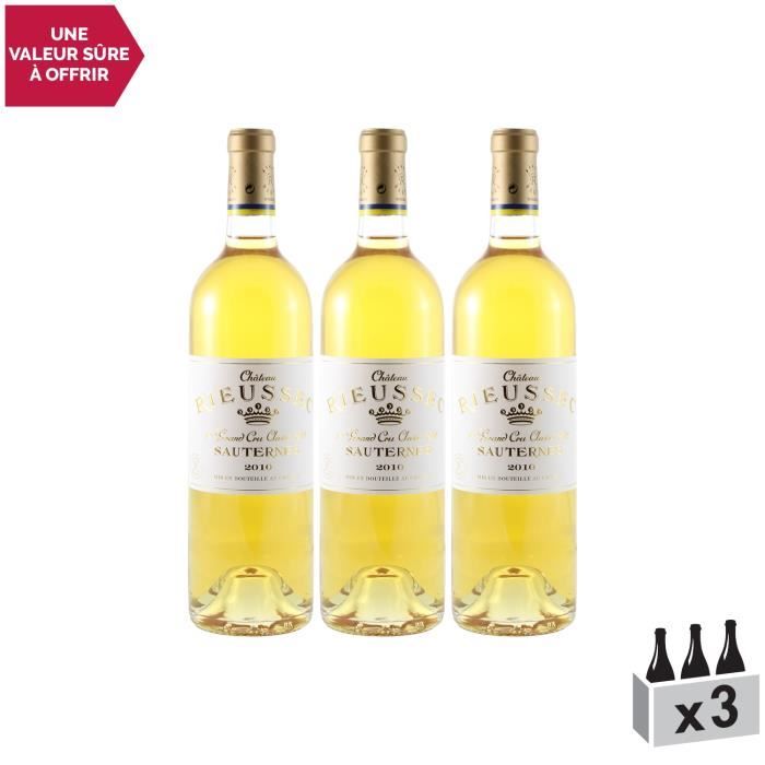 Les carmes de Rieussec Blanc 2010 - Lot de 3x75cl - Château Rieussec - Appellation AOC Sauternes - Vin Doux Blanc de Bordeaux -