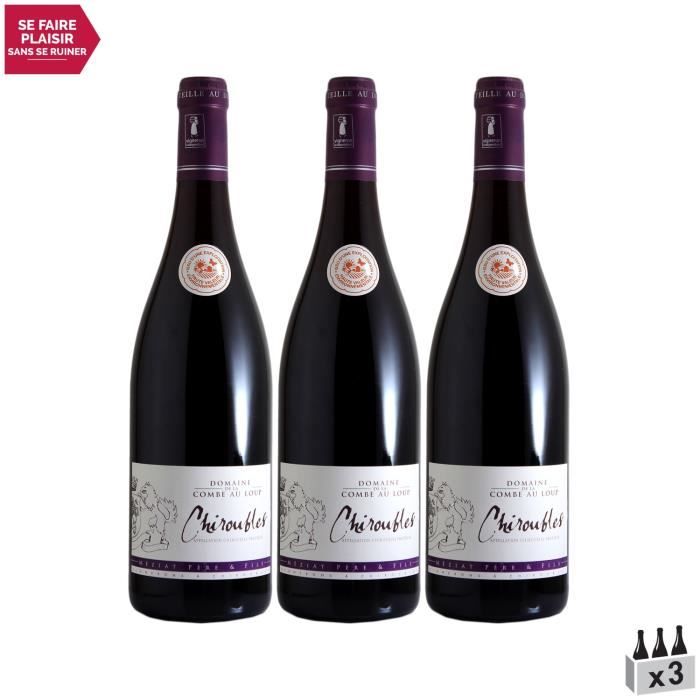 Chiroubles Rouge 2018 - Lot de 3x75cl - Domaine de la Combe au Loup - Vin AOC Rouge du Beaujolais - Cépage Gamay