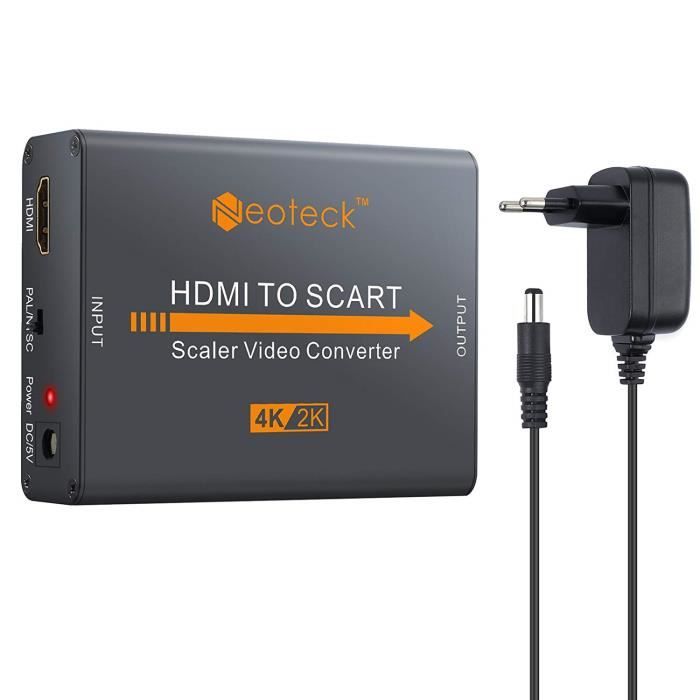 Neoteck Convertisseur HDMI vers Péritel 4K Entrée HDMI Sortie Péritel Adaptateur Composite de Vidéo HD et Audio Stéréo avec Adaptate