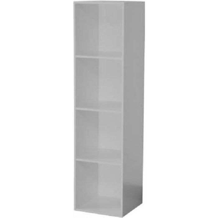 Cube de rangement Meuble Colonne Gris 4 niches - Cube de rangement Colonne Gris L,35,5 x l, 34 x H,138,5 cm