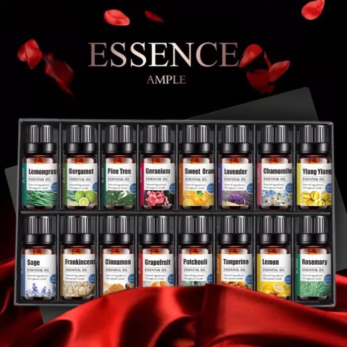 Huile essentielle essentielle d'aromathérapie naturelle 100% pure 10 ml 16 bouteilles coffret cadeau_x33630