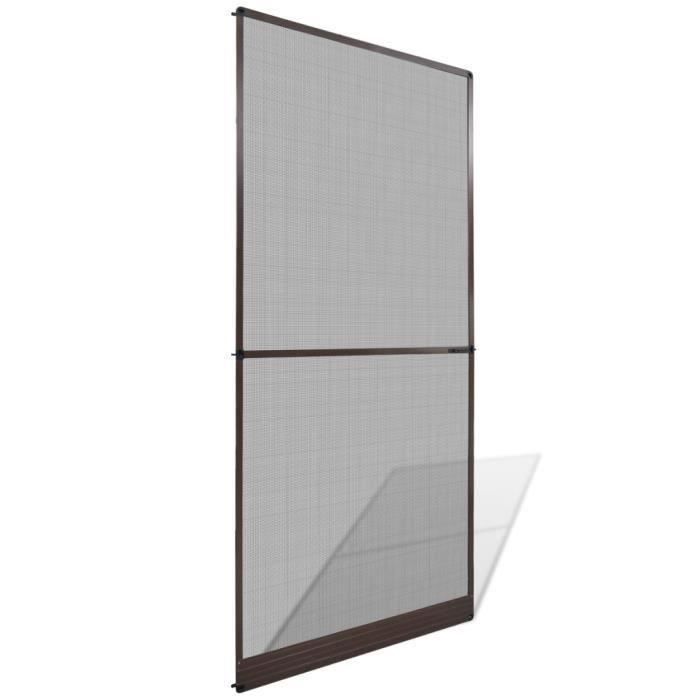 100 x 215 cm Moustiquaire à charnières pour porte Marron cadre en aluminium + maillage en fibre de verre
