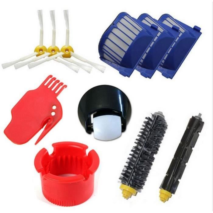 Kit De iRobot Roomba Aspirateur Robot ROUE AVANT+Filtre + Brosse Latérale Pour 600 536 551 552 528 564 595 610 620 630 650 655 660