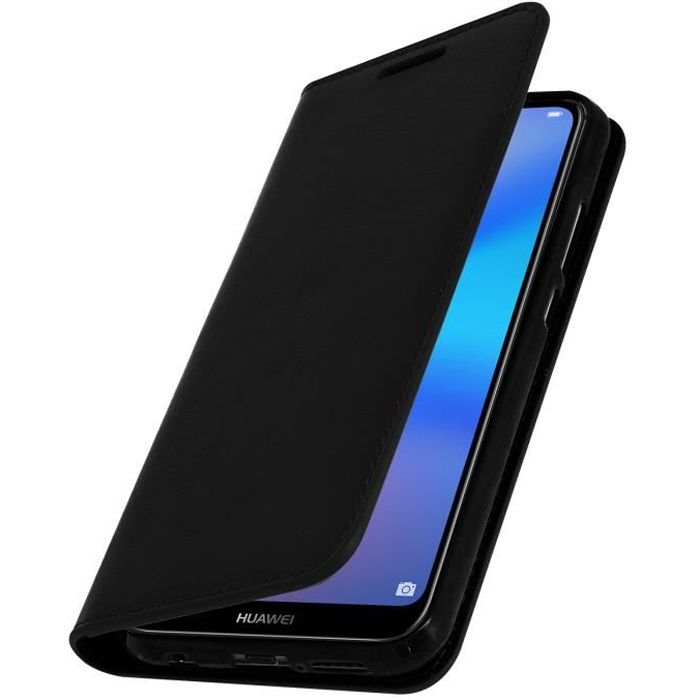 Etui Huawei P20 Lite Housse Cuir Portefeuille Fonction Support - Noir