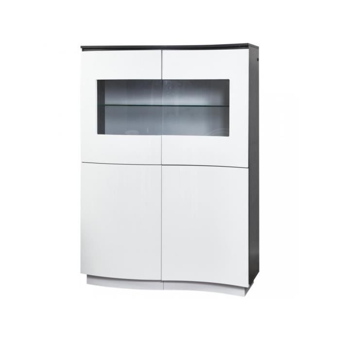 BOBOCHIC® Vitrine 4 portes laquees Pacific Gris et blanc Gris Design contemporain Produit Testé et Approuvé 110x45x152