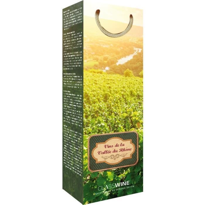 CLASSWINE Pochette pour 1 bouteille vin des Côtes du Rhône Vigne