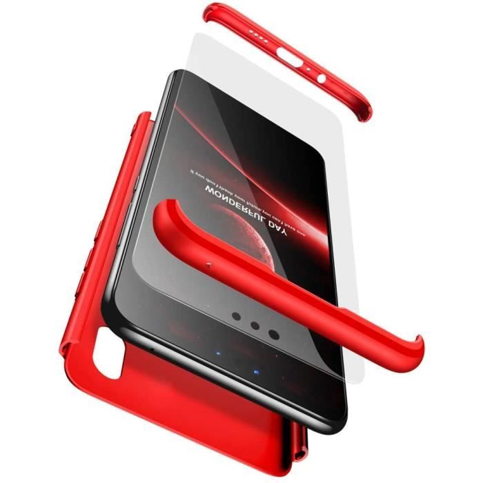 Coque Huawei Y9 2018 avec Protection Écran Verre Trempé Antichoc PC Anti Empreintes digitales 360 Degrés Anti Rayure 3 en 1 ÉNK
