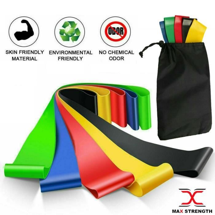 MaxStrength Lot de 5 bandes de boucle de résistance Booty Exercise Sports Home Fitness