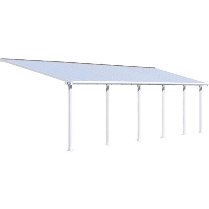 Pergola adossée Olympia 29,3 m² - Aluminium et polycarbonate - Blanc - PALRAM