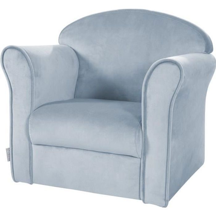 ROBA Fauteuil enfant -Lil Sofa- avec accoudoirs, mini-fauteuil confortable rembourré de velours bleu clair