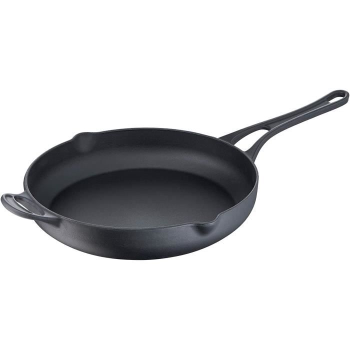 Tefal Jamie Oliver Premium fonte d'acier Poele 28 cm, Cuisson sure, Revetement emaille, Becs verseurs, Induction E2130655