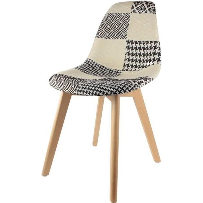 Chaise scandinave patchwork noir et blanc