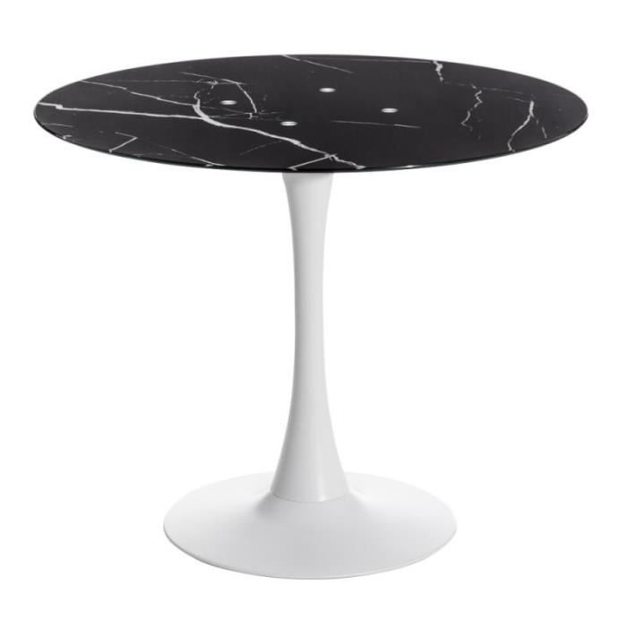Table de repas ronde Verre/Métal - STRAVNIK - L 90 x l 90 x H 73