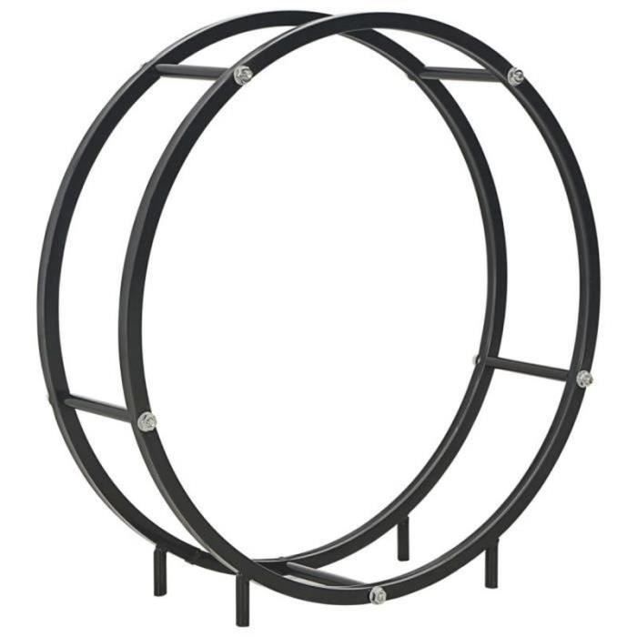 XM21795-Portant de bois de chauffage-Porte-bûche range-bûche Noir 70 x 20 x 70 cm Acier