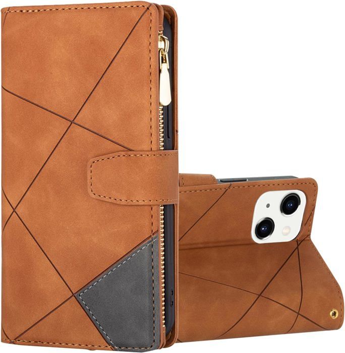 Rose-Étui Portefeuille En Cuir Avec Fermeture Éclair, Lanière, Étui Pour iPhone 13