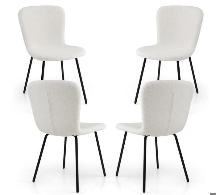 Chaises de Salle à Manger - RELAX4LIFE - Coussins en Velours Eponge - Pieds en Métal - Chaise de Cuisine Lot de 4 Moderne - Beige