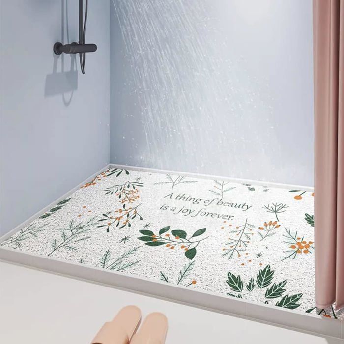 Lurowo Tapis De Douche D'angle En Luffa Antidérapant Et Confortable En PVC à Séchage Rapide Pour Cabine De Douche Ou Zones Humides Angle Gris 53 X 53 Cm