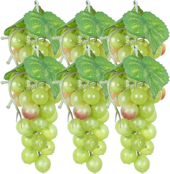 6Pcs Grappe De Raisin En Plastique, Fruits Artificiels Réalistes, Faux Faisceaux De Raisin