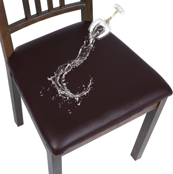 Lot De 2 Housses Pour Tabouret De Bar Rond - Cuir Synthétique Imperméable Marron, élastique Intégré, Diamètre 30-38 Cm - 3