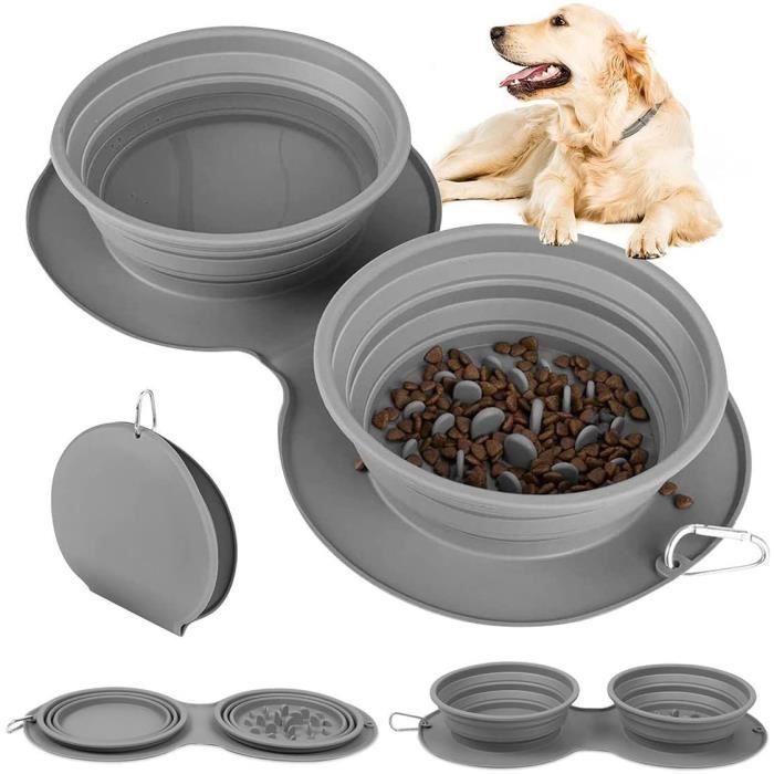 Meilleurs prix pour Gamelles Pliables pour Chien et Chat Gamelle Anti Glouton Chien en Silicone avec Mousqueton pour Chat et Chiot couleurs mul GAMELLE