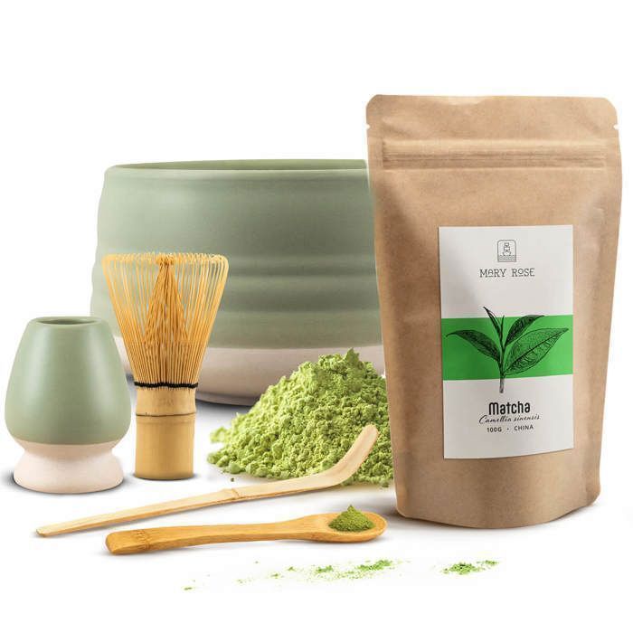 Matcha Thé  Kit Poudre Verde 100g Bol Higashi 500 ml Bambou Chasen Fouet