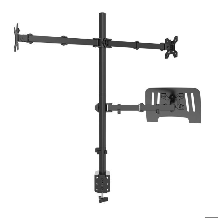 Audizio CMA20L – Support Double Écran 13-32 pouces et Ordinateur Portable – Réglable en Hauteur Inclinable VESA 75/100