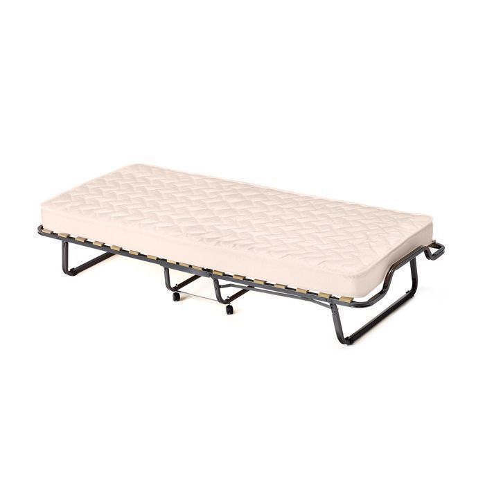 Lit Pliant à Roulettes avec Matelas 10CM - GOPLUS - 200x90CM Charge 130KG - à Lattes en Bois Matelas en Mémoire de Forme(Vague)