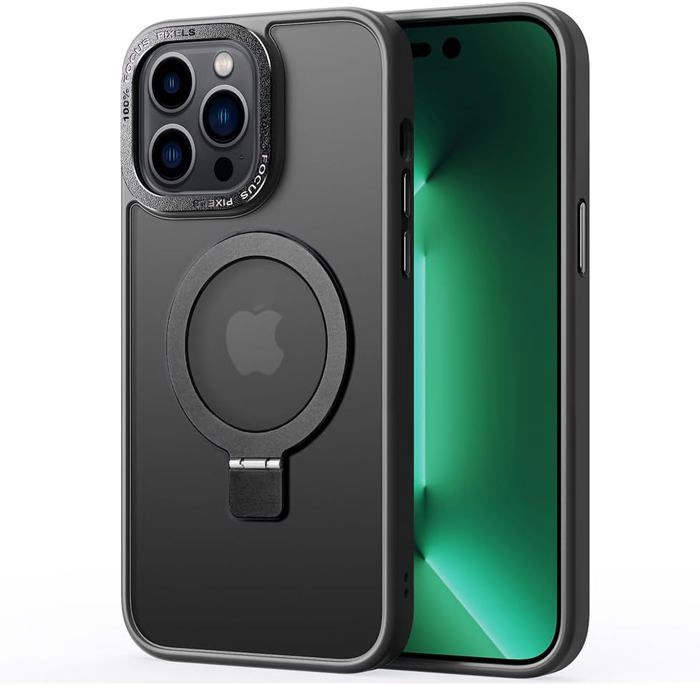 CANSHN Coque IPhone 16 6.1" Magnétique MagSafe – Mat Translucide Noir, Protection Caméra Surélevée 2.5mm & Anti-Choc
