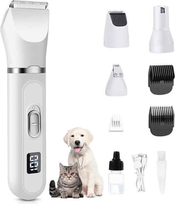 Meilleurs prix pour 4 en 1 Tondeuse Chien,Tondeuse professionnelle pour chien/chat,Rechargeable Silencieuse Tondeuses Sans Fil Fondeuse Toilettage