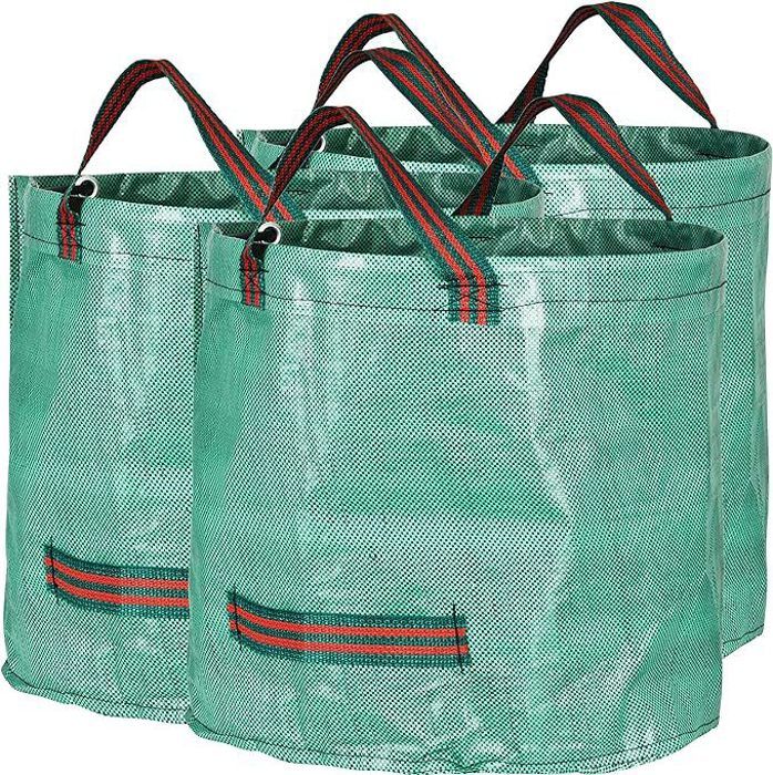 Lot De 3 Sacs à Déchets De Jardin 272L - Solides, Avec Couvercle Et Poignées - Vert (Enbagold)