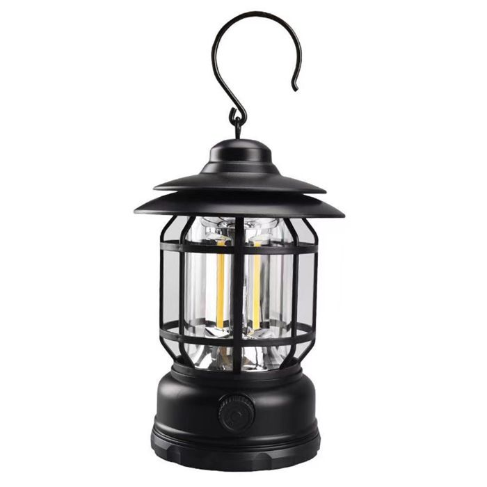 ®RisingFF Lampes de camping rétro portables Camping en plein air Lampes de tente professionnelles à batterie noire