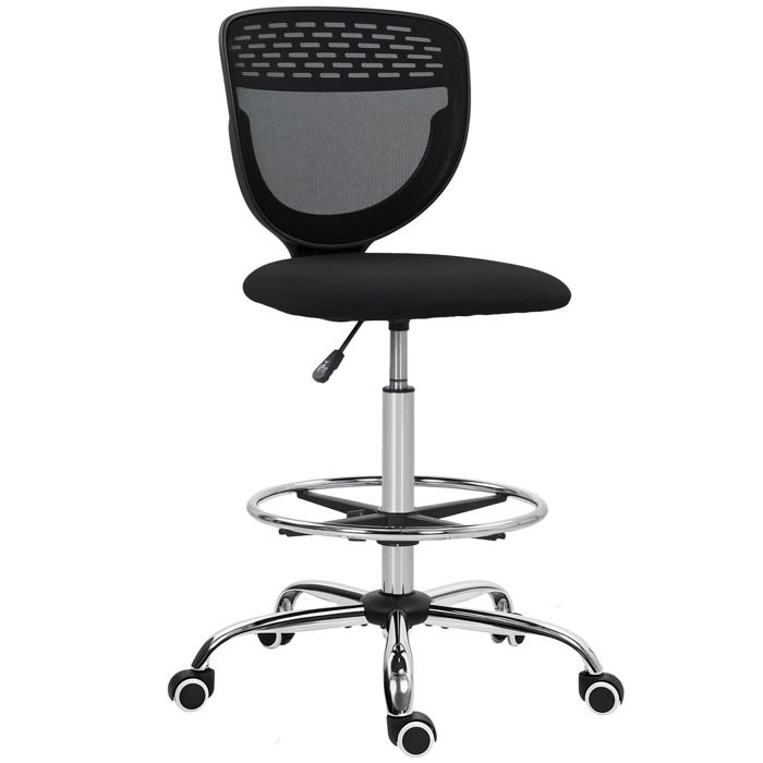 Chaise de bureau - Vinsetto - ergonomique - hauteur et repose-pieds réglable - tissu en maille - 59 x 59 x 106-126 cm - noir Chaise de bureau - Vinsetto - ergonomique - hauteur et repose-pieds réglable - tissu en maille - 59 x 59 x 106-126 cm - noir