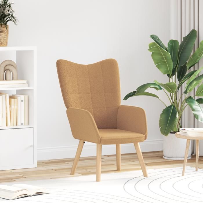 Moderne Chaise relaxante Fauteuil Club 1 Placeen tissu beige imitation laine bouclée - Fauteuil Tv @FR(375962)