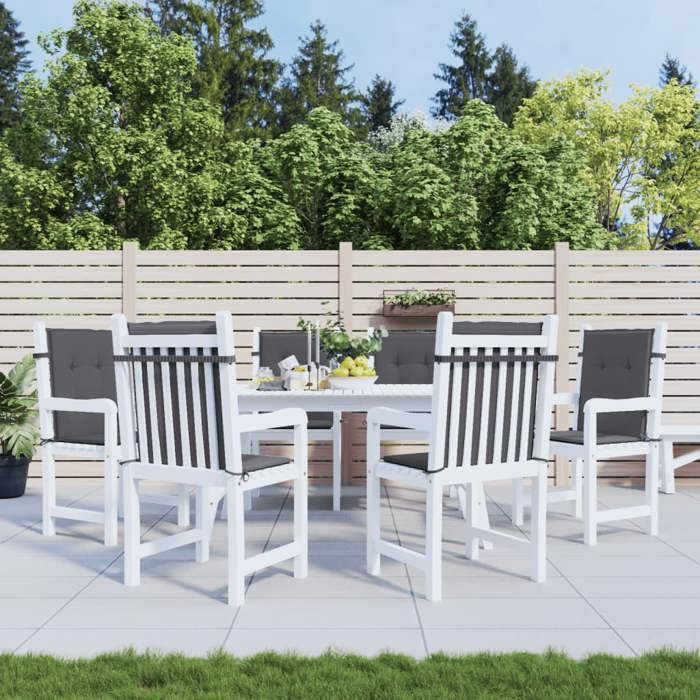 Coussins de chaise jardin - vidaXL - Lot de 6 - Anthracite - Tissu Oxford - Imperméable