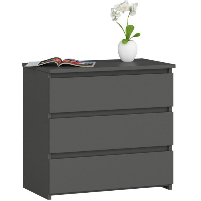 Buffet avec 3 Tiroirs Graphite - Commode Style Contemporain - 60 x 35 x 57 cm