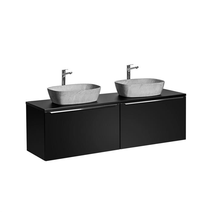 Meuble Salle de Bain - OTITEC - Bold Black - 180 cm - 2 Vasques - 2 Miroirs LED