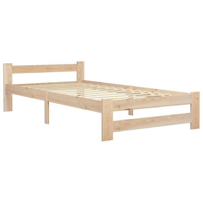 Rantry Lit simple en bois de pin massif avec sommier à lattes, pour chambre d'enfant, chambre d'amis, chambre à coucher, blanc, 70 x 140 cm