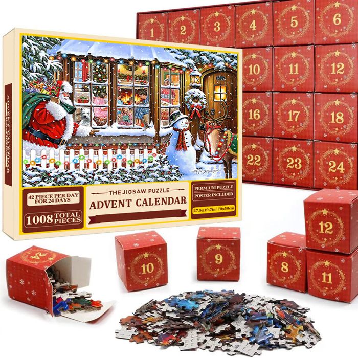 Calendrier de l'Avent 2023 Puzzles 24 boîtes 1008 Puzzles de Noël
