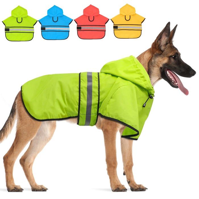 Comparer les prix de XL-Poncho imperméable ajustable pour chien avec capuche protection légère et réfléchissante contre la pluie pour les petites
