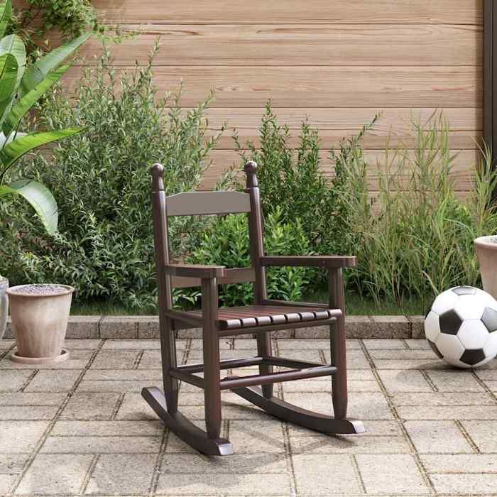 Bestseller Fauteuil/Chaise à bascule - BURKE - design chic et élégant - enfants marron bois de peuplier massif FF246