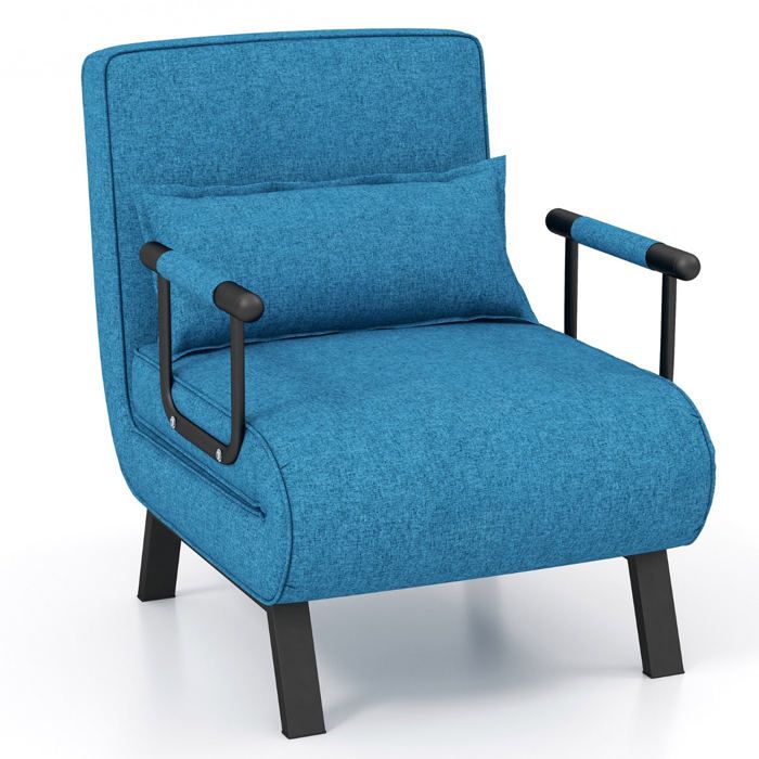 Fauteuil convertible 4 en 1 - HELLOSHOP26 - Réglable 6 positions - Tissu en lin - Couleur bleu Fauteuil convertible 4 en 1 - HELLOSHOP26 - Réglable 6 positions - Tissu en lin - Couleur bleu