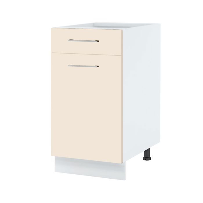 Meuble bas de cuisine Lovia Vanille Mat 1 porte 1 tiroir L 50 cm - Cuisineandcie
